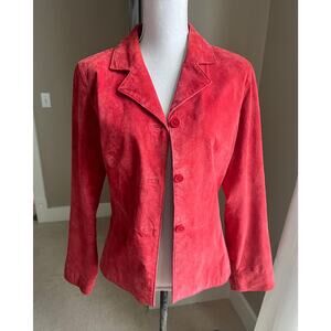 Coral leather suede button down jacket size L